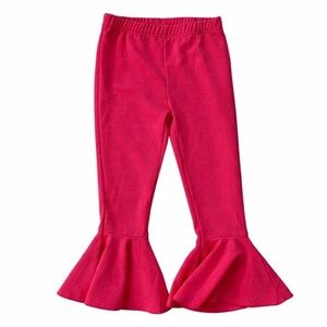 Girls Hot Pink Ruffle Flare Pants | Bell Bottom Leggings | Size 130